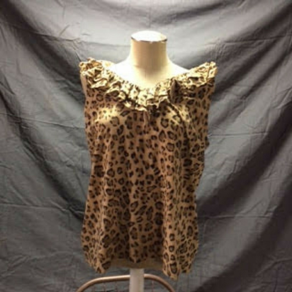 Ralph Lauren 2X leopard print ruffled tank